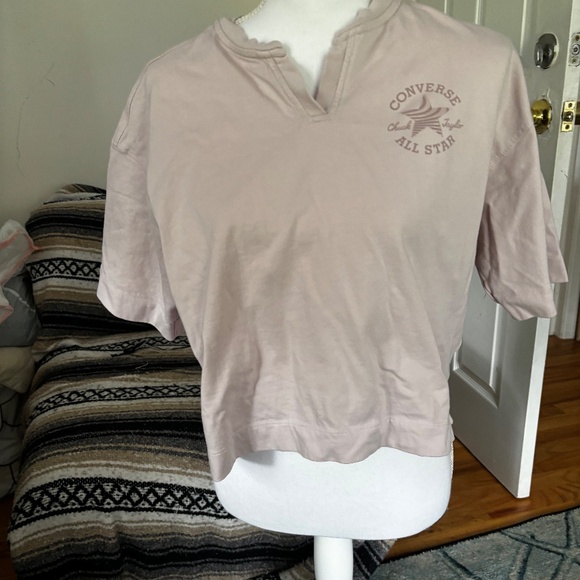 Converse All Star crop top shirt size small light pink - Picture 2 of 8